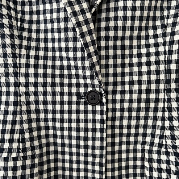 NWT FAVORITE DAUGHTER Gingham Navy Collared Relaxed Single Breasted Blazer XS - Picture 5 of 8